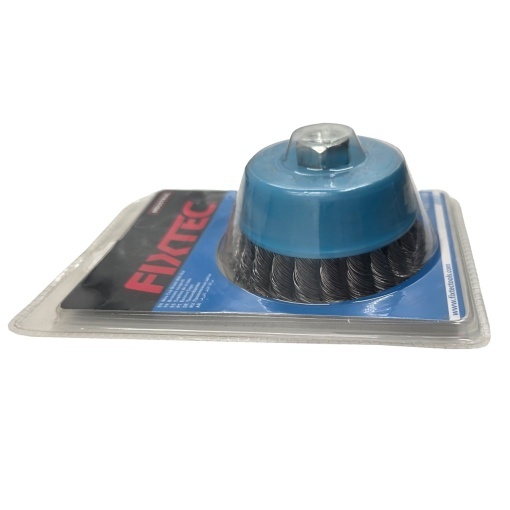 Perie Rotativa Metalica FIXTEC Tip Cupa 100 mm Sarma Otel 0.50 mm Filet M10 - Img 2