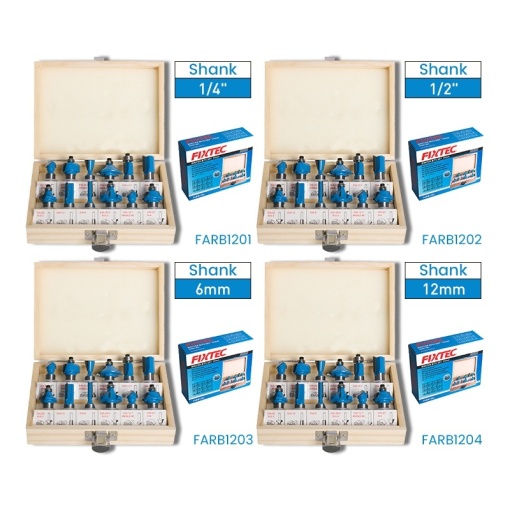 Set freze pentru lemn FIXTEC, 12 bucati, coada 1/2" - Img 5