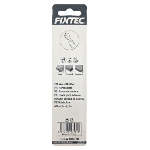 Burghiu pentru lemn tip spiral FIXTEC 7 mm x 109 mm - Img 2