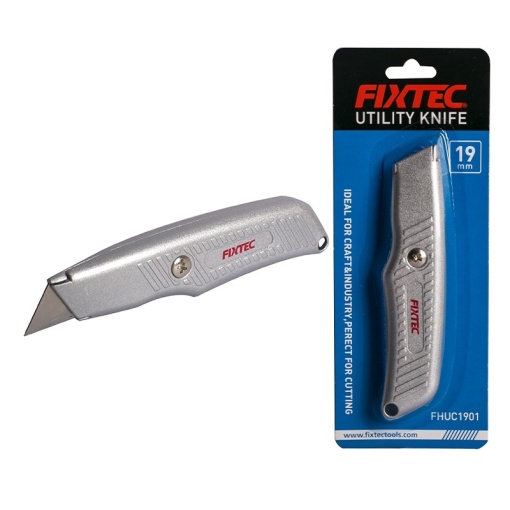 Cutter FIXTEC din aluminiu 19 mm cu lama retractabila, design ergonomic - Img 3