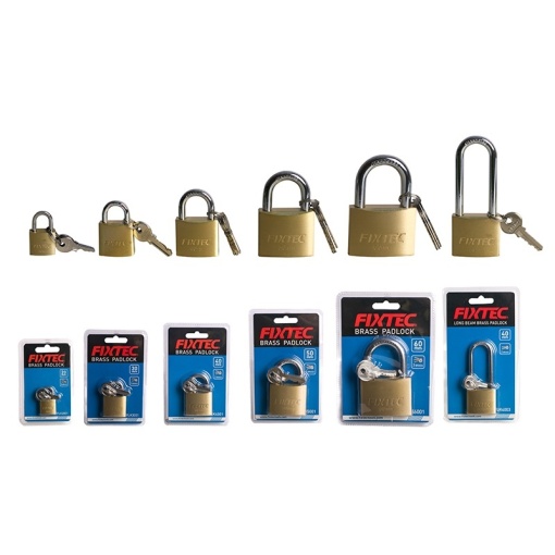 Lacat din alama FIXTEC 50 mm, 3 chei incluse, arc din otel intarit - Img 3