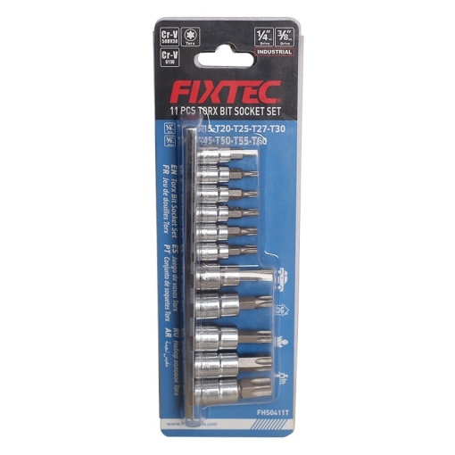 Set 11 piese capete Torx FIXTEC 1/4" & 3/8" CR-V