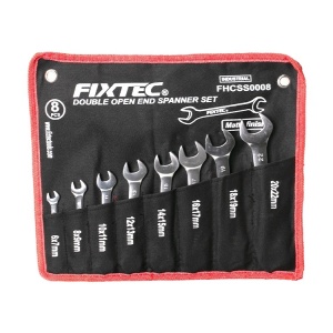 Set chei fixe duble FIXTEC, 8 bucati, otel CR-V, cu husa de transport