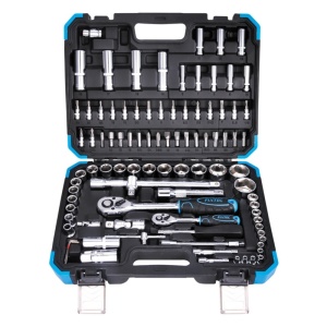 Set chei tubulare FIXTEC 94 buc 1/4" si 1/2" CRV, cu valiza de transport