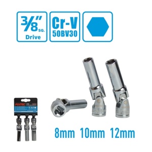 Set chei tubulare pentru bujii FIXTEC 3 bucati, 3/8", CR-V