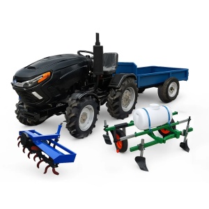 Pachet pentru legume si rasaduri – Tractor negru 22CP Diesel cu freza si sistem de intindere folie si pulverizare