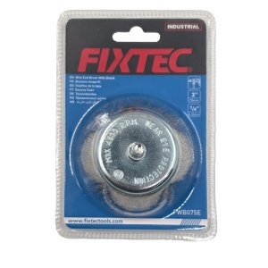 Perie rotativa tip end-brush FIXTEC 75 mm cu tija 6,35 mm