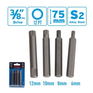 Set 4 biti hexagonali Dr.Spline FIXTEC 3/8 inch impact