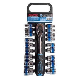 Set chei tubulare FIXTEC 19 piese 1/2", din otel CR-V