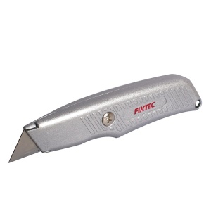 Cutter FIXTEC din aluminiu 19 mm cu lama retractabila, design ergonomic