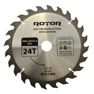 Disc pentru taiere lemn ROTOR 250x30/25,4 cu adaptor 24T