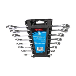 Set chei combinate FIXTEC 8 bucati, din CR-V, cu suport inclus