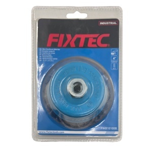 Perie Rotativa Metalica FIXTEC Tip Cupa 100 mm Sarma Otel 0.50 mm Filet M10