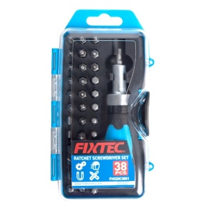 Set surubelnita cu clichet 38 piese FIXTEC din otel CR-V