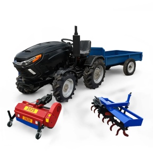 Pachet Intretinere Livezi Tractor 22CP Diesel Negru + Remorca + Freza + Tocator Vegetatie