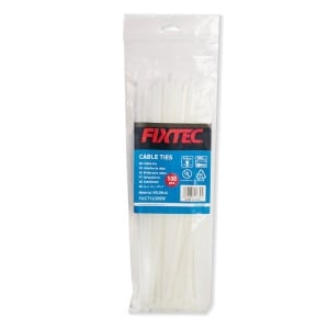 Set 100 Coliere Fixare Nylon Alb FIXTEC 3.6×200 mm - Img 1