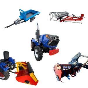 Pachet Tractor 4x4 30CP + Freza + Tocator + Grebla + Remorca