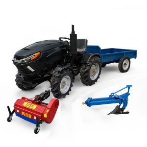 Pachet Intretinere si Curatare Teren – Tractor Negru 22CP Diesel cu Plug si Tocator Vegetatie - Img 1