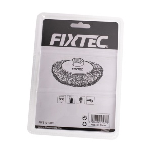 Perie tip Cupa FIXTEC 100 mm cu Fir de Otel 0.50 mm M14 - Img 3