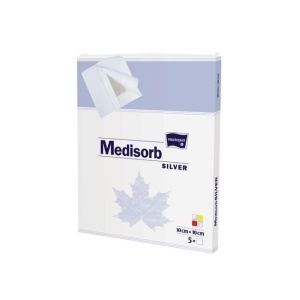Pansament Absorbant cu Argint Medisorb Silver 10x10 cm – Protecție Antimicrobiană