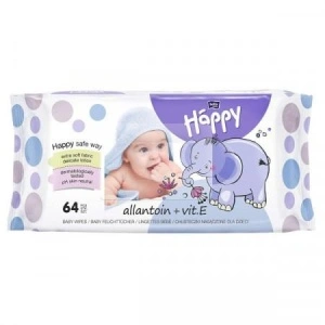 Servetele Umede Happy Allantoină-Vitamina E | 64 Bucăți | Pentru Bebeluși