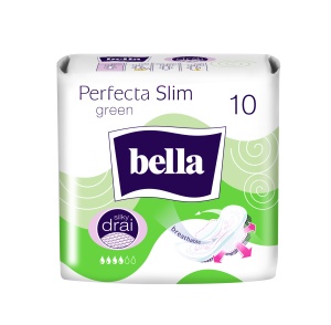 Absorbante Perfecta Slim Green Silk Drai - 10 Buc, Suprafață Rapidă, cu Aripioare