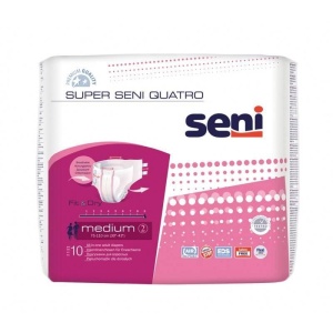 Scutece Adulți Super Seni Quatro 10 Buc | Protecție Incontinență Medie pentru Femei și Bărbați | Marimea M