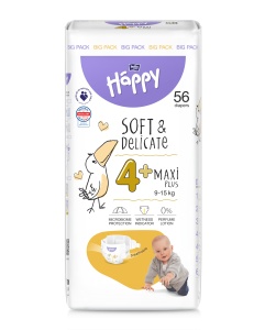 Scutece Happy Nr 4+ | 56 Bucăți | Scutece Copii | Bebeluși
