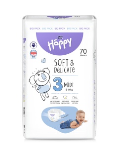 Scutece Happy Nr 3 | 70 Bucăți | Scutece Copii | Bebeluși