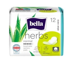 Absorbante Bella Herbs Aloe Vera - 12 Buc, Nelinitoase, Pentru Piele Sensibilă