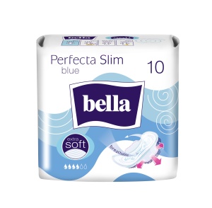 Absorbante Perfecta Slim Blue - 10 Buc, Extra Soft, cu Aripioare