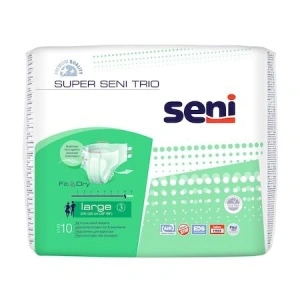 Scutece Adulți Super Seni Trio 10 Buc | Protecție Incontinență Medie pentru Femei și Bărbați | Marimea L