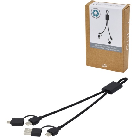 Cablu de încărcare rapidă Connect 6-în-1, 45W RCS, din aluminiu reciclat