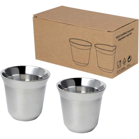 Set de cești de espresso Duo 80 ml din oțel inoxidabil certificat RCS