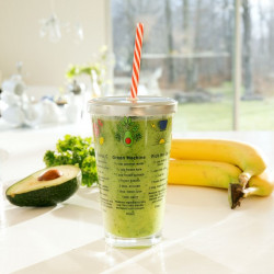 Pahar din sticla cu retete smoothie