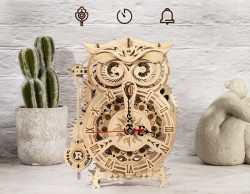puzzle 3d din lemn ceas bufnita 4