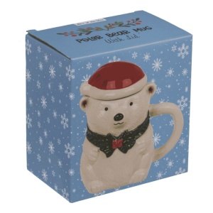 Cana cu capac Urs Polar cu caciulita rosie in cutie