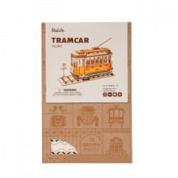Puzzle 3D lemn Tramvai in cutie
