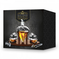 Set cadou decantor bauturi Diamond Deluxe cu doua pahare in cutie