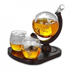 Set cadou decantor bauturi Glob Deluxe cu 2 pahare
