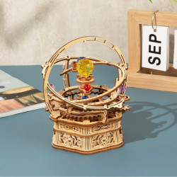 Puzzle 3D lemn Cutie muzicala Sistemul solar stary night pe masa