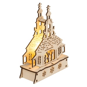 Biserica de Craciun din lemn cu led - Img 2