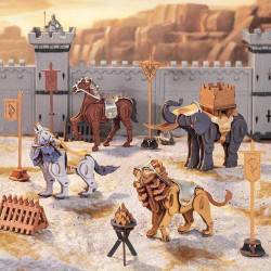 Puzzle 3D lemn Warrior Wolf cal leu si elefant