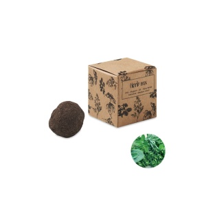 Bombă cu semințe de plante medicinale în cutie de carton