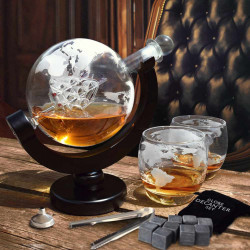 Glob pamantesc decantor cu 2 pahare si pietre pentru racit whisky 1