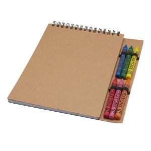 Set de caiet spiralat Doodle A5 cu copertă moale și creioane colorate