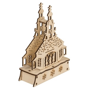 Biserica de Craciun din lemn cu led - Img 3