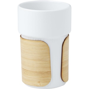 Pahar Fika 340 ml cu mâner din bambus