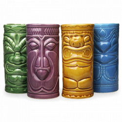 Set 4 pahare colorate Tiki