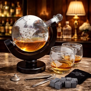 Set cadou Decantor Glob cu doua pahare